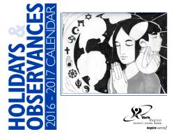 Holidays and Observances Calendar 2016-2017