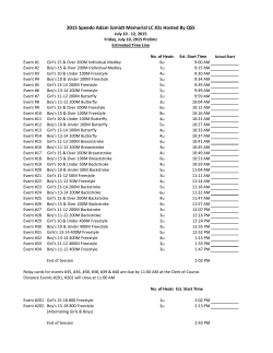 2015 Speedo Adam Szmidt Memorial LC JOs Hosted By QSS