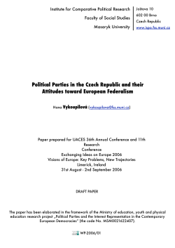 Political Parties in the Czech Republic and their Attitudes toward