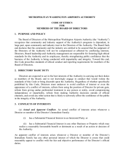 Board Code of Ethics - Metropolitan Washington Airports Authority