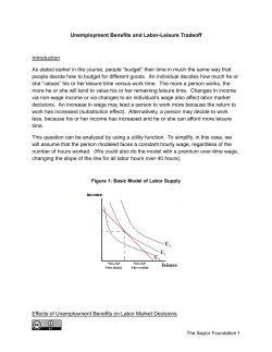 Unemployment Benefits and Labor-Leisure Tradeoff Introduction As