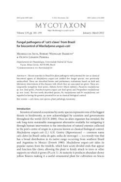 Fungal pathogens of `cat`s claws `