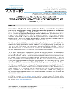 AASHTO Summary of the New Surface Transportation