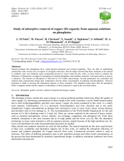 Study of adsorptive removal of copper (II) capacity from aqueous