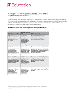Reading for and Writing With Evidence: Critical Moves