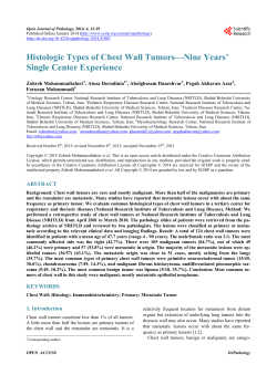 Histologic Types of Chest Wall Tumors&mdash;Nine Years