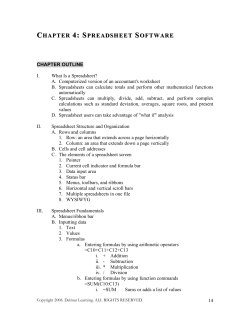 chapter 4: spreadsheet software