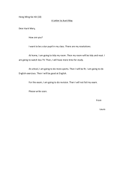 Hong Ming Kei 4A (10) A Letter to Aunt May Dear Aunt Mary, How
