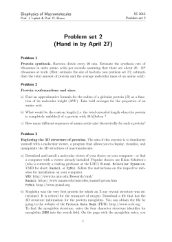 Biophysics of Macromolecules: Problem set 2