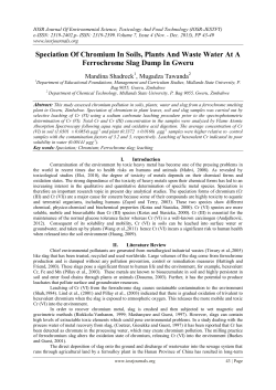 Speciation Of Chromium In Soils, Plants And Waste Water At A