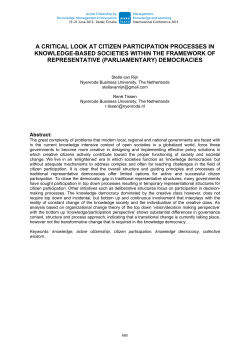 A CRITICAL LOOK AT CITIZEN PARTICIPATION PROCESSES IN