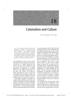 Colonialism and Culture - Centre for the Study of Culture and Society