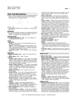 Citric Acid Monohydrate - US Pharmacopeial Convention