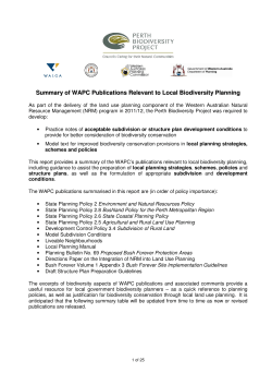 Summary of WAPC Publications Relevant to Local