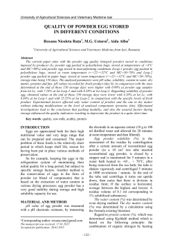 QUALITY OF POWDER EGG STORED IN DIFFERENT CONDITIONS
