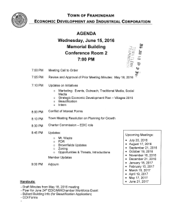 AGENDA Wednesday, June 15, 2016 r~ Memorial Building : r7
