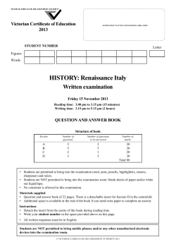2013 History: Renaissance Italy Written examination