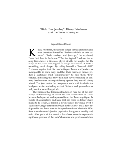 “Ride `Em, Jewboy”: Kinky Friedman and the Texas Mystique1