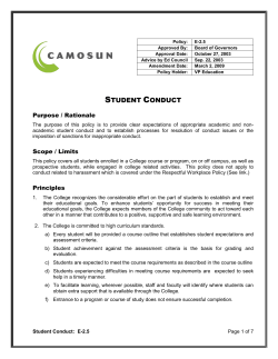Student Conduct - Camosun College