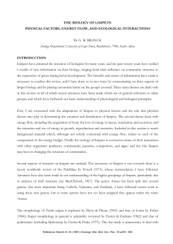 THE BIOLOGY OF LIMPETS: PHYSICAL FACTORS, ENERGY