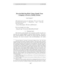 How the Rich Stay Rich: Using a Family Trust Company to Secure a