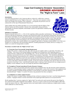 "Right to Farm" Laws - Cape Cod Cranberry Growers` Association