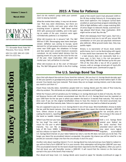 Money In Motion March 2015 - Dumont and Blake Investment