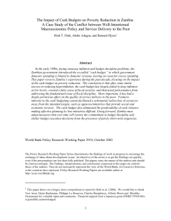 The Impact of Cash Budgets on Poverty Reduction in Zambia: A