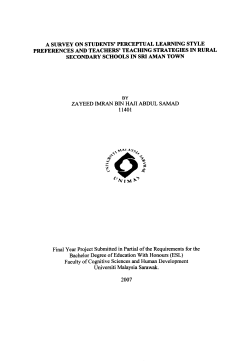 A SURVEY ON STUDENTS` PERCEPTUAL LEARNING STYLE