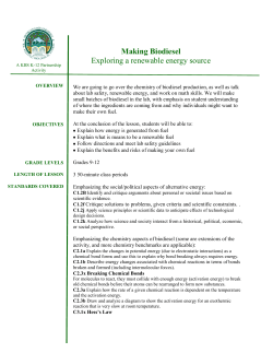 Making Biodiesel Exploring a renewable energy source