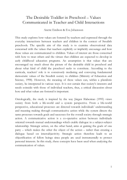 The Desirable Toddler in Preschool &ndash; Values Communicated in