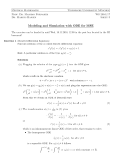 Modeling and Simulation with ODE for MSE