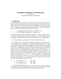 Coordination and additivity in modal discourses&lowast; Luka Crnic
