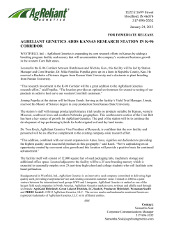 agreliant genetics adds kansas research station in k