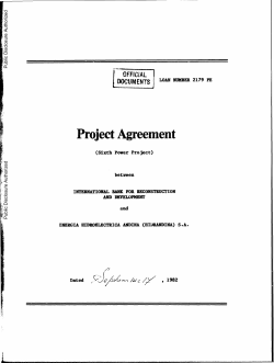Sixth Power Project : Loan 2179 - Project Agreement