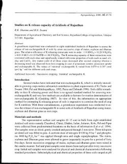 Studies on K release capacity of Aridisols of Rajasthan