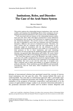 Institutions, Roles, and Disorder: The Case of the Arab States System