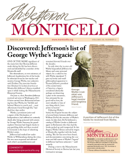 Discovered: Jefferson`s list of George Wythe`s `legacie`