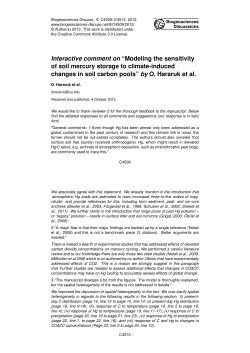 Interactive comment on &ldquo;Modeling the sensitivity of soil mercury