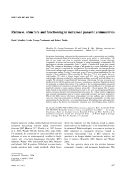 Richness, structure and functioning in metazoan parasite communities