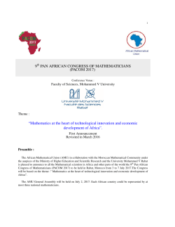 9 PAN AFRICAN CONGRESS OF MATHEMATICIANS (PACOM