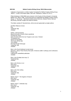 Belfast Creative Writing Group Manuscripts (MS1/204)