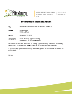 Agenda, Board of Zoning Appeals