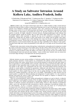 A Study on Saltwater Intrusion Around Kolleru Lake, Andhra