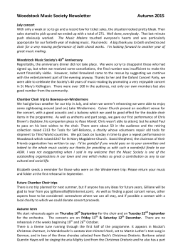 Autumn 2015 Newsletter - Woodstock Music Society
