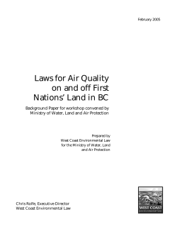 Laws for Air Quality on and off First Nations` Land in BC