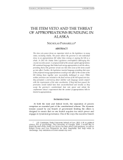 The Item Veto and the Threat of Appropriations Bundling in Alaska