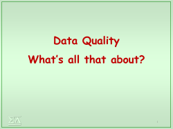 Russell Marks Greenbase Data Quality &ndash; Whats it all about