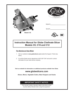 Instruction Manual for Globe Chefmate Slicer