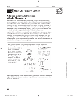 Unit 2: Family Letter - Everyday Mathematics